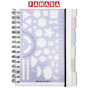 Sổ Lò Xo Kèm Thước Khuôn Đa Năng - Kẻ Ngang - 240 Trang - Jingu Stationery 5435 - Màu Tím