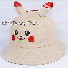 Mũ rộng vành trẻ em hình Pikachu dễ thương - Đỏ, Kem, Hồng chất liệu vải nhung cao cấp rất đẹp cho bé