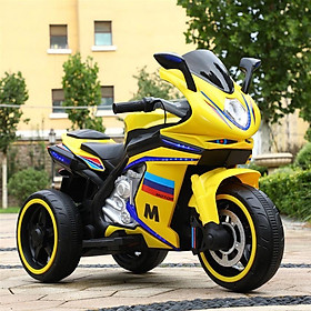 Xe máy mô tô điện 3 bánh AM1166 đồ chơi cho bé kiểu dáng thể thao 2 động cơ ( Đỏ - Vàng - Trắng)