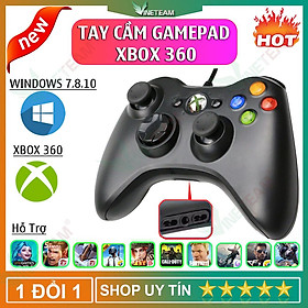 Tay Cầm Chơi Game PC VINETTEAM Xbox 360 Chuyên Dùng Cho PC laptop TVbox - Chơi F04 Full Skill - Hỗ Trợ Rung Khi Chơi Game Chơi FIFA Online 03 Rồng Đen 10 - Hàng Chính Hãng