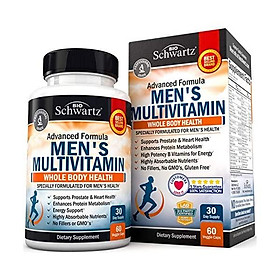 Men's Multivitamin Advanced Formula with Zinc, A, B, C, D3, E Vitamins - Daily Supplement for Heart Health Support - Promotes Mental Clarity & Focus - for Whole Body Health