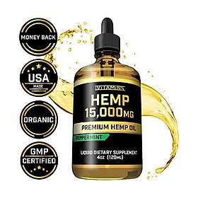 iVitamins Hemp Oil Drops for Pain and Anxiety : 15,000mg : May Help with Stress, Inflammation, Pain, Sleep, Anxiety, Depression, Nausea and More : Hemp Extract : Rich in Omega 3,6,9