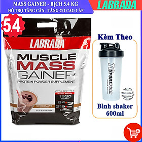 Sữa tăng cân tăng cơ Muscle Mass Gainer của Labrada bịch lớn 5.4kg + Kèm