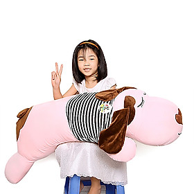 Gấu bông gối ôm chó dài cao cấp - Tặng khẩu trang thời trang vải Su màu ngẫu nhiên