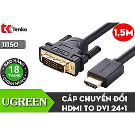 Cáp chuyển HDMI to DVI 24+1 1,5m UGREEN 11150 - Hàng chính hãng