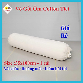 Mua Vỏ gối ôm cotton tici 35x100cm cho áo gối màu trắng