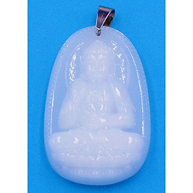 Mặt dây chuyền Phật A Di Đà thạch anh trắng 5cm - Phật bản mệnh tuổi Tuất, Hợi - Mặt phật size lớn