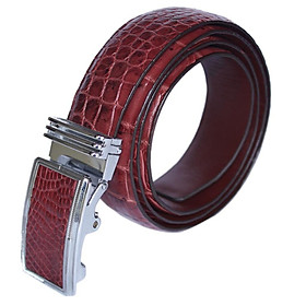 Dây nịt nam da cá sấu Huy Hoàng gai bụng 3,5P màu đỏ đô HT4807