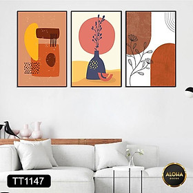 Set 3 tranh canvas treo tường tối giản tặng khung tranh trang trí - Tranh treo tranh nghệ thuật phòng khách, phòng ngủ