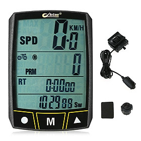 Đồng hồ đo tốc độ xe đạp không dây với cảm biến đo nhịp tim chống thấm nước-Size Có dây
