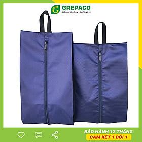 Túi Đựng Giày Dép Grepaco Vải Bố Canvas Dù Chống Thấm Nước Dùng Cho Nam Nữ Đi Công Tác, Đi Du Lịch, Thể Thao Dạng Khóa Kéo Có Quai Xách (Combo: Size L + Size M) - Hàng Chính Hãng