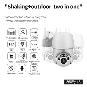 360 mắt Camara Oculta WiFi Camera 3D PTZ CCTV 2MP HD Giám sát video ngoài trời Bảo mật tại nhà