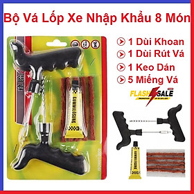 Bộ Vá Lốp Xe Ô Tô, Xe Máy Không Xăm, Xe Đạp Điện - 8 Món - Hiệu Quả Đơn Giản