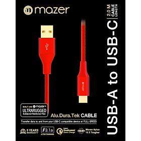 Mua Dây Cáp Mazer ALU.DURA.TEK USB-A to USB-C Cable 3.1A (2m) - hàng chính hãng