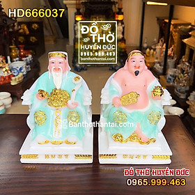 Mua Tượng Thần Tài Thổ Địa Bột Đá Áo Xanh Ngồi Ngai HD666037