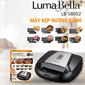 Máy kẹp nướng bánh mì đa năng 8IN1 Lumabella LB-58052, khay nướng chống dính, bánh quế - HÀNG CHÍNH HÃNG