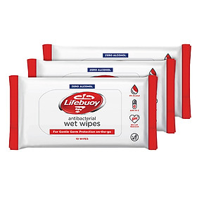 Bộ 3 Khăn giấy ướt kháng khuẩn Lifebuoy size nhỏ (10 tờ x3)