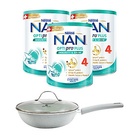 Bộ 3 Lon sữa bột Nestlé NAN OPTIPRO PLUS 4 850g lon với 5HMO Giúp tiêu hóa