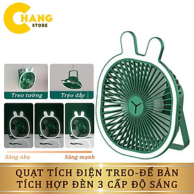 Mua Quạt Tích Điện Tai Thỏ Treo Tường Có Đèn  Quạt Để Bàn Kiêm Đèn Ngủ 3 Cấp Độ Sáng  Điều Chỉnh Góc Gió 360 Độ