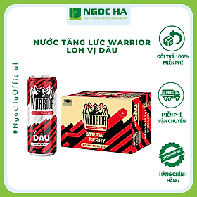 (Thùng)Nước tăng lực Warrior Vị Dâu Lon 325ml_Bổ sung vitamin Tăng cường sức khỏe_Tỉnh táo tập trung