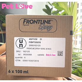 1 hộp FRONTLINE SPRAY xịt trị ve rận, bọ chét chó mèo (6 chai)