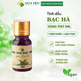 Tinh dầu Bạc Hà nguyên chất 3ml - Hoa Nén - Vegan - Thư giãn, Tập trung, mát lạnh sảng khoái, đuổi chuột