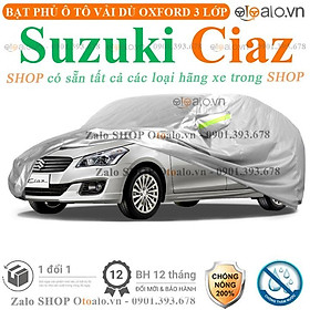 Bạt che phủ xe ô tô Suzuki Ciaz 3 lớp cao cấp
