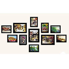 Bộ khung ảnh treo tường composite phố cổ kèm đinh 3 chân  KA225