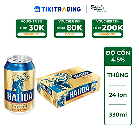 Thùng 24 lon Bia Lager Halida (330ml/lon) - Độ cồn 4.5%