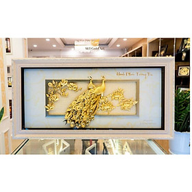 Hình ảnh Tranh Đôi Chim công dát vàng (42x81cm) MT Gold Art- Hàng chính hãng, trang trí nhà cửa, quà tặng dành cho sếp, đối tác, khách hàng.