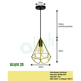 Đèn thả trần + KÈM BÓNG 4W, đèn trang trí sắt nghệ thuật hình nón bông cực đẹp dành cho quán cà phê, tiệm trà sữa