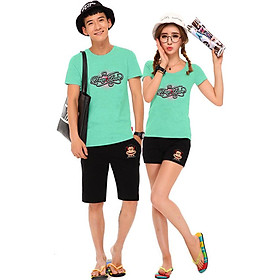 Bộ Áo Thun Đôi Nam Nữ Tình Yêu Đích Thực Màu Xanh Ngọc - XL