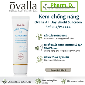 Kem Chống Nắng Thuần Chay OVALLA Bảo Vệ Toàn Diện Giúp Nâng Tông Da SPF50+/PA++++ (50ml)