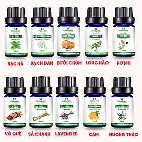 Tinh Dầu Xông Phòng Thư Giãn, Đuổi Muỗi 10ml LORGANIC Sả Chanh, Quế, Bạc Hà, Oải Hương Lavender, Tràm, Ngọc Lan Tây, Hương Thảo, Stress Relief, Sensual, Cam, Vỏ Bưởi, Bạch Đàn Chanh, Bưởi Chùm, Hoắc Hương, Long Não, Pơ Mu, Thông Đen