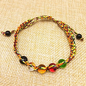 Vòng Tay Chỉ Ngũ Sắc Tây Tạng PROMOT02 Kết Hợp Đá Ngũ Sắc Mang Lại May Mắn Bình An, Quà Tặng Cao Cấp