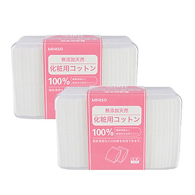 Combo 2 hộp bông tẩy trang Miniso 1000 miếng 100% Cotton Nhật