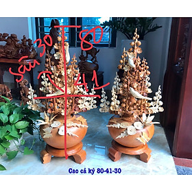 1 bình hoa mai phong thủy trang trí phòng khách bằng gỗ hương kt cao 80×41×30cm