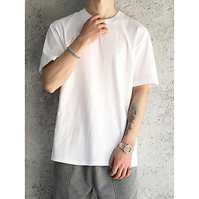 Áo Thun TAY LỠ TRƠN - Áo Phông Trơn Basic Unisex Nam Nữ Form Rộng Thời Trang Hàn Quốc Ullzang - TRẮNG - XL 60 - 70KG < 1M77