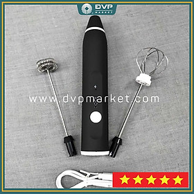 Mua Máy tạo bọt sữa sạc USB 2 loại đầu khuấy cafe và đánh trứng