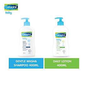 Combo Sữa tắm gội dịu lành Cetaphil Baby Gentle Wash & Shampoo 400ml + Sữa dưỡng thể dịu lành Cetaphil Baby Lotion 400ml