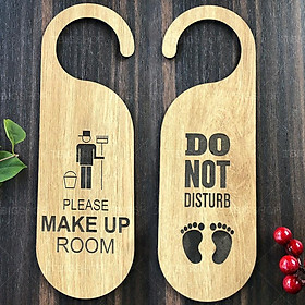 Mua Bảng treo cửa phòng khách sạn 2 mặt thông báo dọn phòng  không làm phiền bằng gỗ cắt lâser