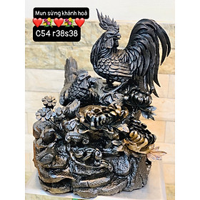 Mua Tượng điêu khắc gia đình gà bằng gỗ mun sừng đẹp long lanh kt 54×38×38cm