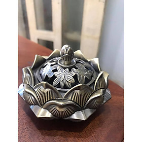 Mua LƯ XÔNG TRẦM ĐỒNG THAU MÀU XÁM SIZE 11CM CAO 8CM HÌNH HOA SEN ĐỂ BÀN THỜ THẦN TÀI BÀN THỜ PHẬT XÔNG TRẦM CHO THƠM