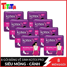 Combo 8 Băng Vệ Siêu Mỏng Cánh 23cm Kotex Pro Lưới Siêu Thấm 8 miếng