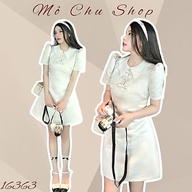 Đầm xoè tafta vân đá cổ bèo