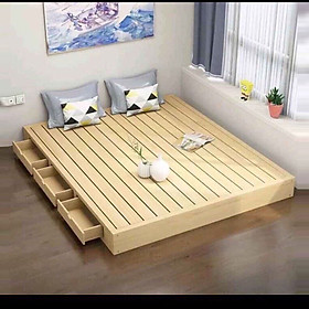 giường 3 ngăn kéo gỗ thông hàng cao cấp tiết kiệm không gian 1m4 VÀ 1M6