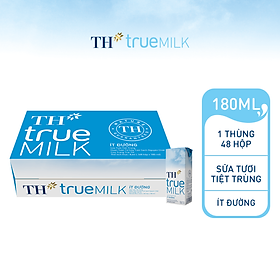 Thùng 48 hộp sữa tươi tiệt trùng TH true MILK ít đường 180 ml (180 ml x 48)