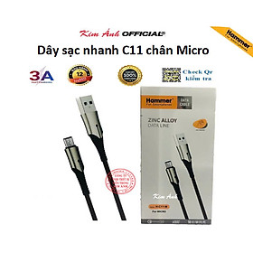 Mua Dây sạc nhanh 3A Hiệu Ham mer ( H-C11-M )  Chân Micro/ V8  Có đèn báo  Kim Ánh bảo hành Hàng chính hãng 12 tháng