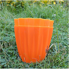 2 Chậu nhựa mini để bàn hình múi khế, KT:12x10 , chậu trồng xương rồng, sen đá, cây cảnh mini để bàn - Màu Cam