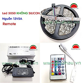 Mua Combo 4 - 5m Led dây 5050-LED 7 màu KHÔNG PHỦ SILICON + Nguồn 12V5A + Remote